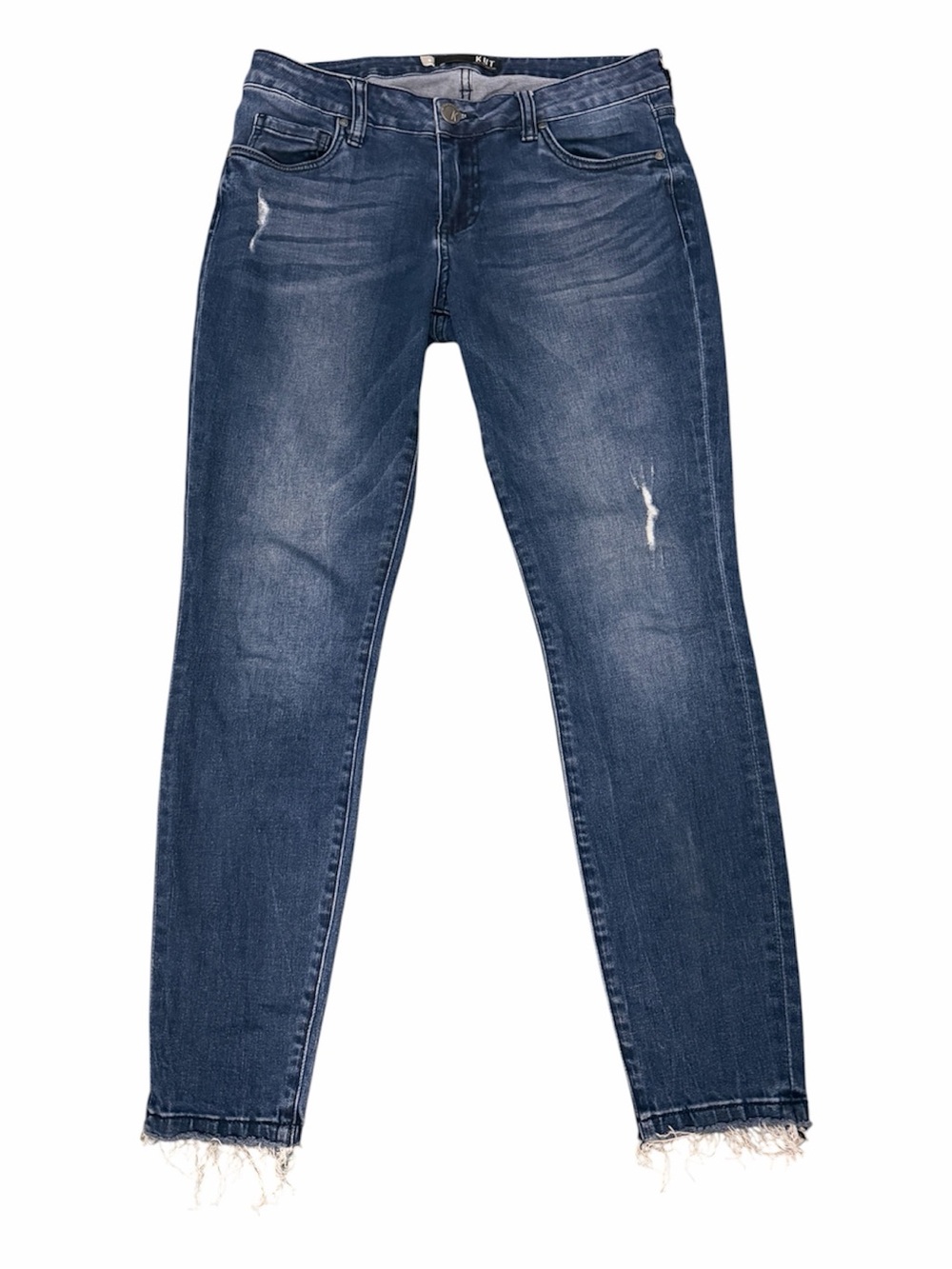 Kut from the Kloth ‘Donna’ Dark Blue Skinny Jeans with Frayed Hem Sz 6
